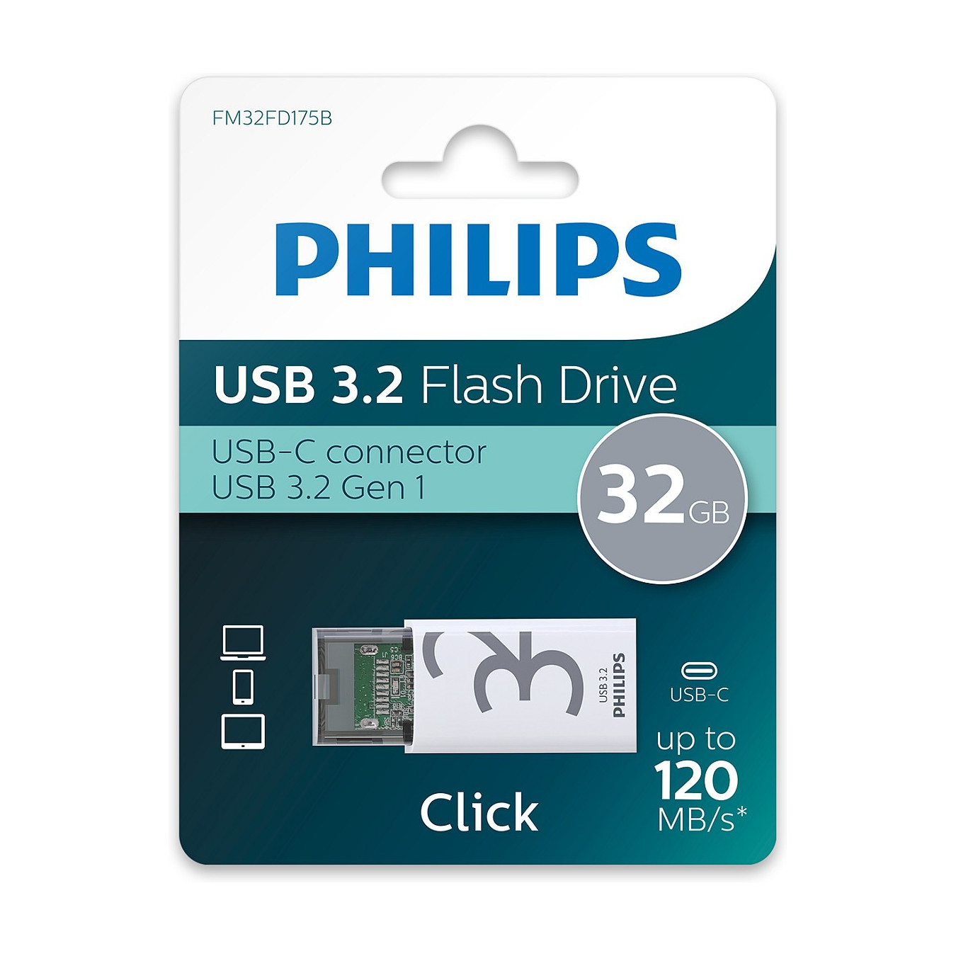 STICK Philips USB 3.2 32GB Click Series Gen 1 USB-C — Buy in Cyprus with Fast Delivery