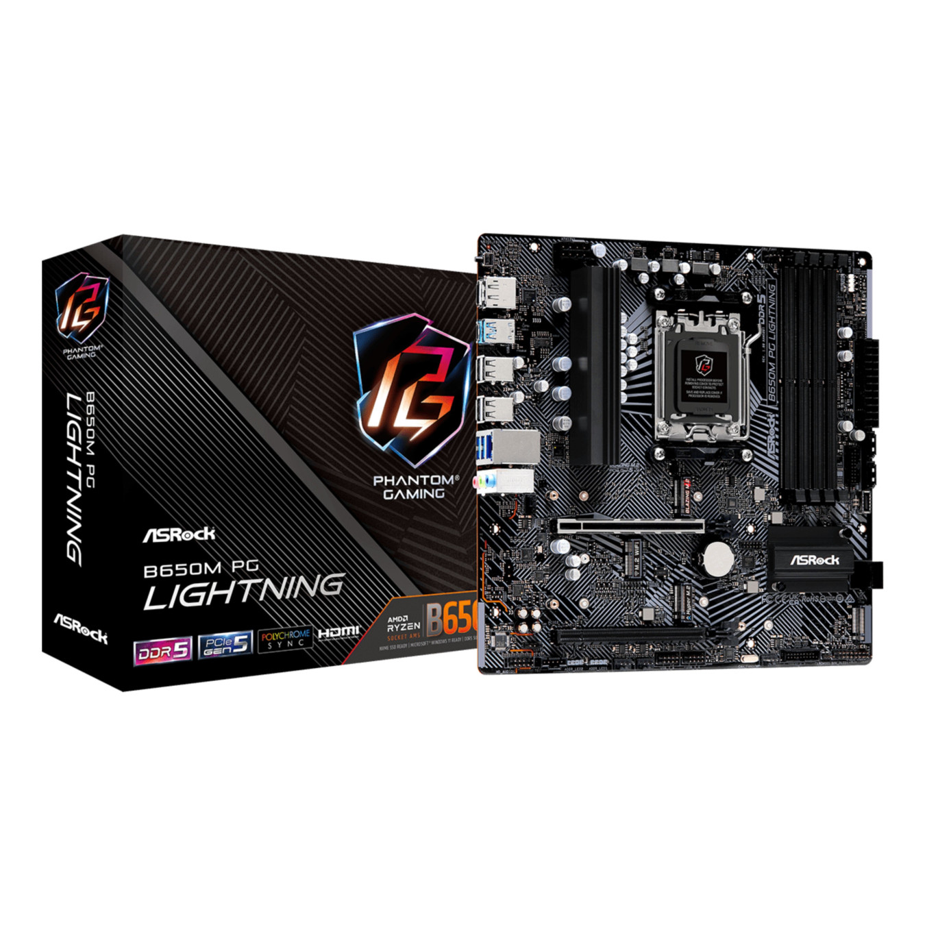 ASRock B650M Phantom Gaming Lightning - AM5 DDR5 Micro-ATX Motherboard, 192GB Max — Buy in Cyprus with Fast Delivery