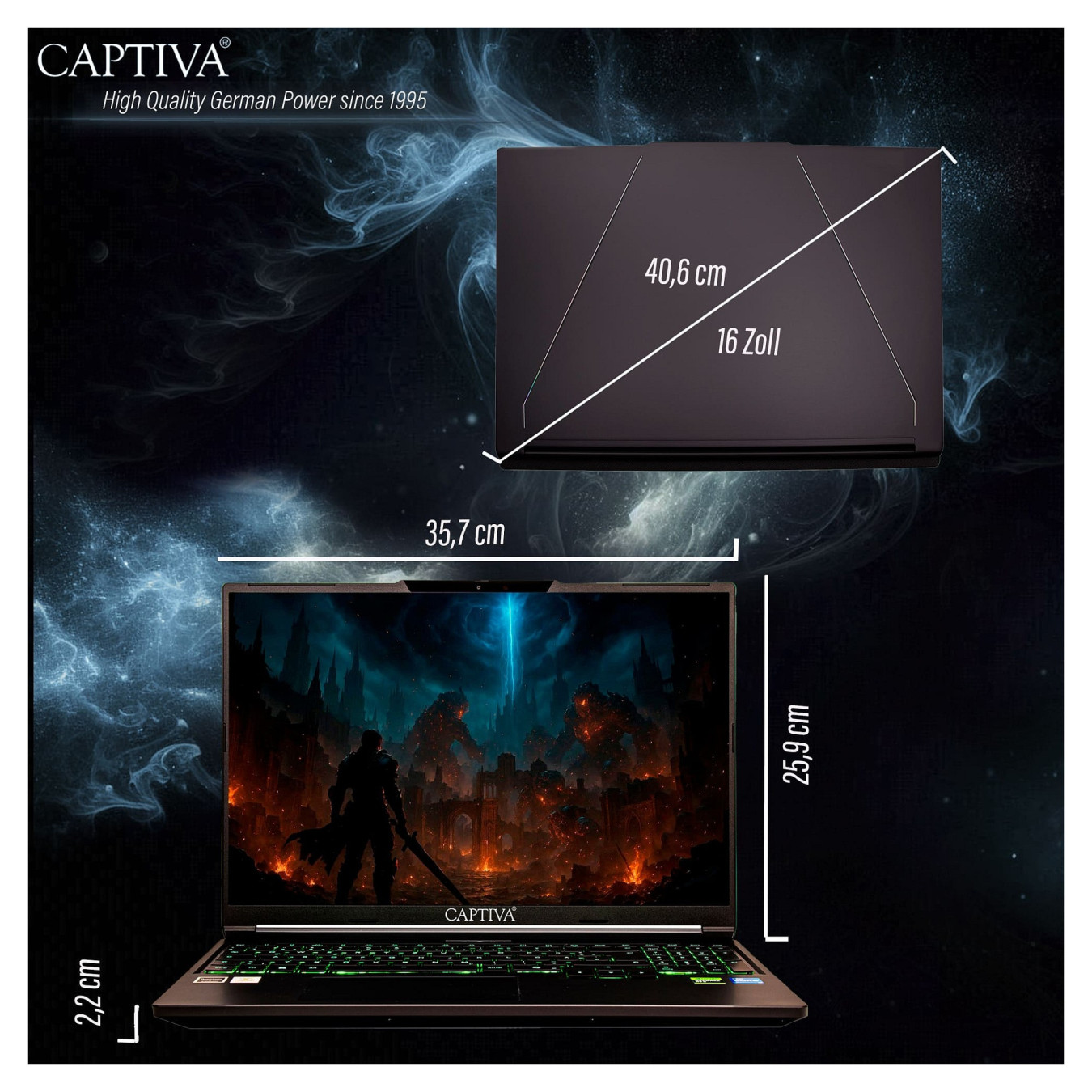 Captiva Notebook Highend Gaming I95-052GE 16' WQXGA Core i7-14650HX 32GB 1TB SSD RTX5070 Win 11