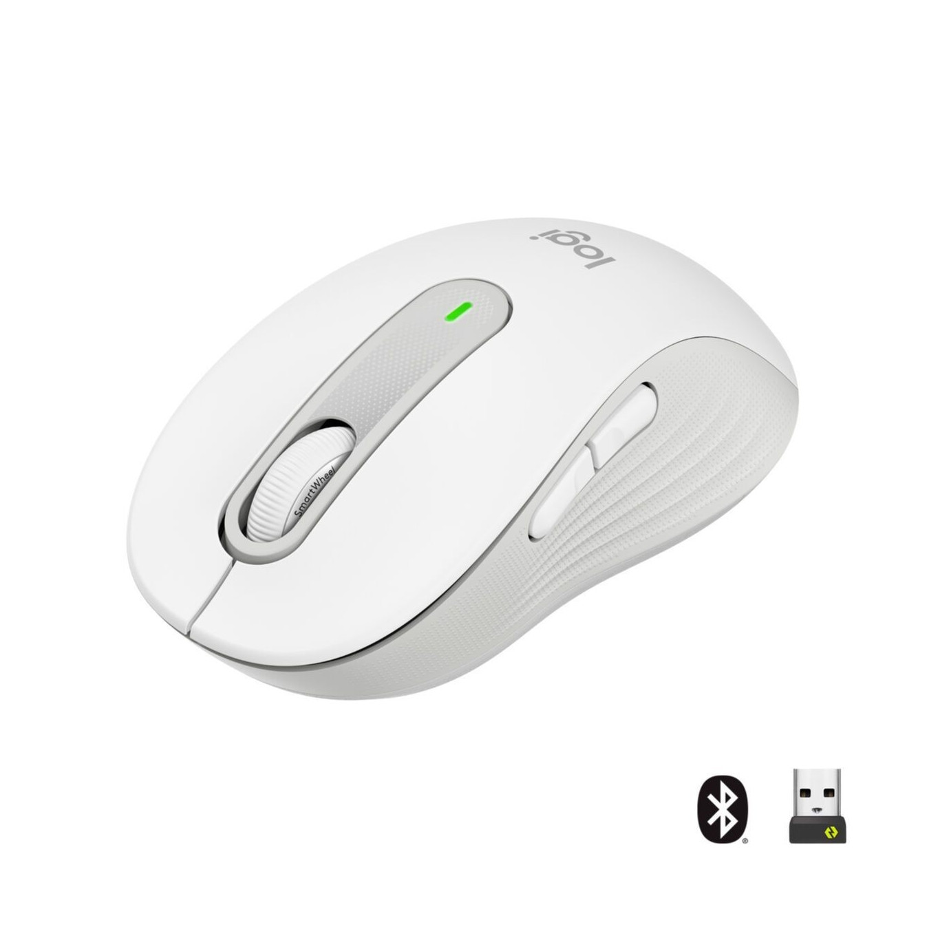 Logitech Signature M650 Wireless Mouse - Right-Hand Ergonomic, White, Bluetooth, 4000 DPI, AA Battery