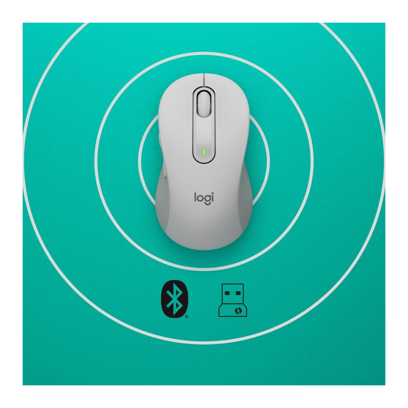 Logitech Signature M650 Wireless Mouse - Right-Hand Ergonomic, White, Bluetooth, 4000 DPI, AA Battery