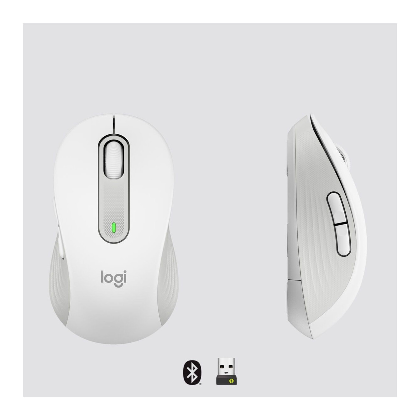 Logitech Signature M650 Wireless Mouse - Right-Hand Ergonomic, White, Bluetooth, 4000 DPI, AA Battery