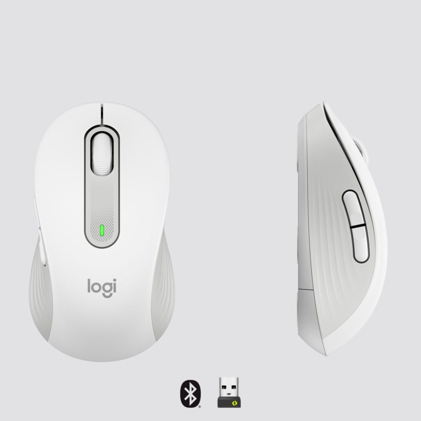 Logitech Signature M650 Wireless Mouse - Right-Hand Ergonomic, White, Bluetooth, 4000 DPI, AA Battery