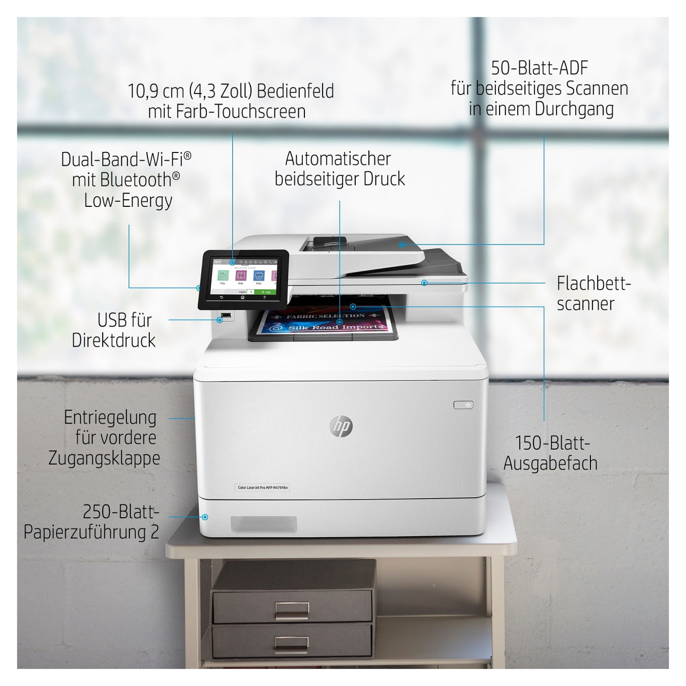 FL HP Color LaserJet Pro MFP M479dw 3in1 A4 LAN WiFi Duplex ADF — Buy in Cyprus with Fast Delivery