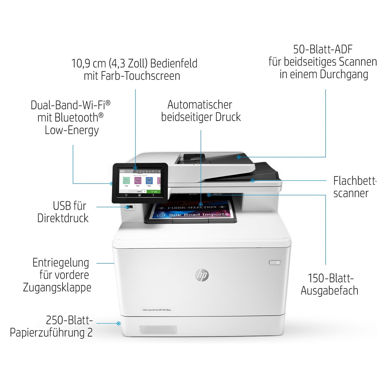 FL HP Color LaserJet Pro MFP M479dw 3in1 A4 LAN WiFi Duplex ADF — Buy in Cyprus with Fast Delivery