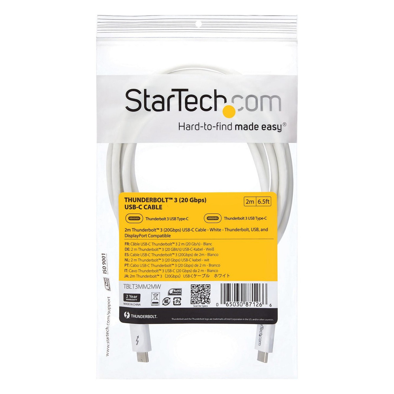 Thunderbolt 3 Kabel - 20Gbit s - 2m white — Buy in Cyprus with Fast Delivery