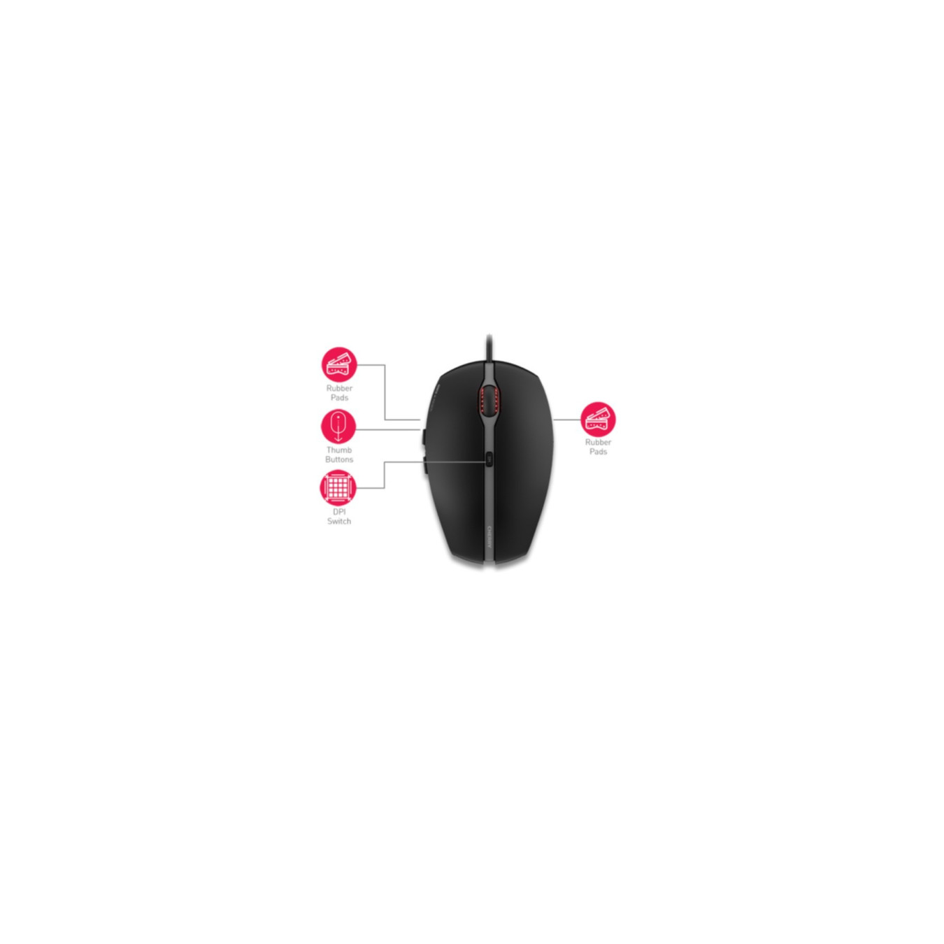 Cherry Gentix 4K Wired Mouse - JM-0340-2 - Ambidextrous, 3600 DPI, 6 Programmable Buttons, Black