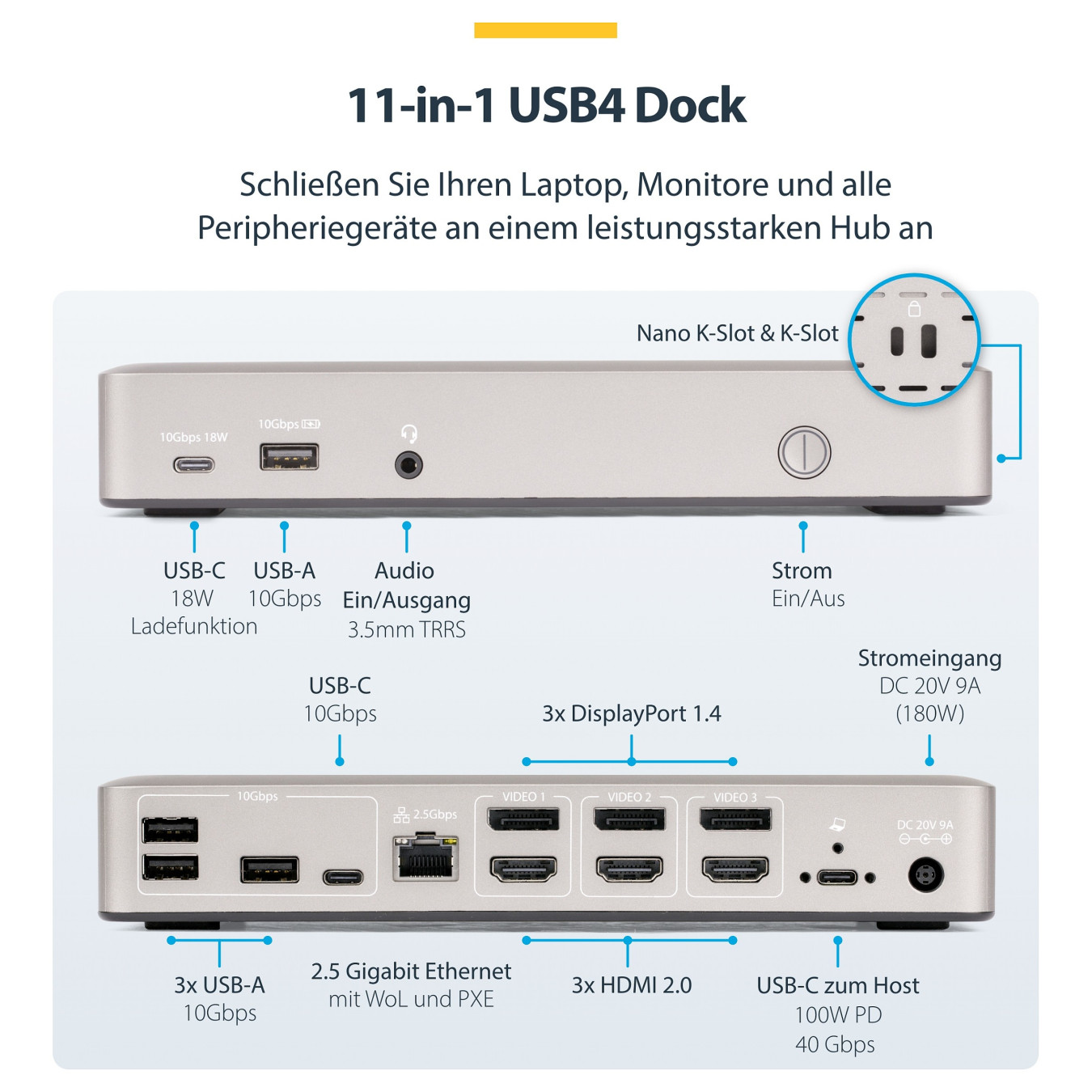 D StarTech 3X MONITOR USB4 DOCK 100W PD — Buy in Cyprus with Fast Delivery