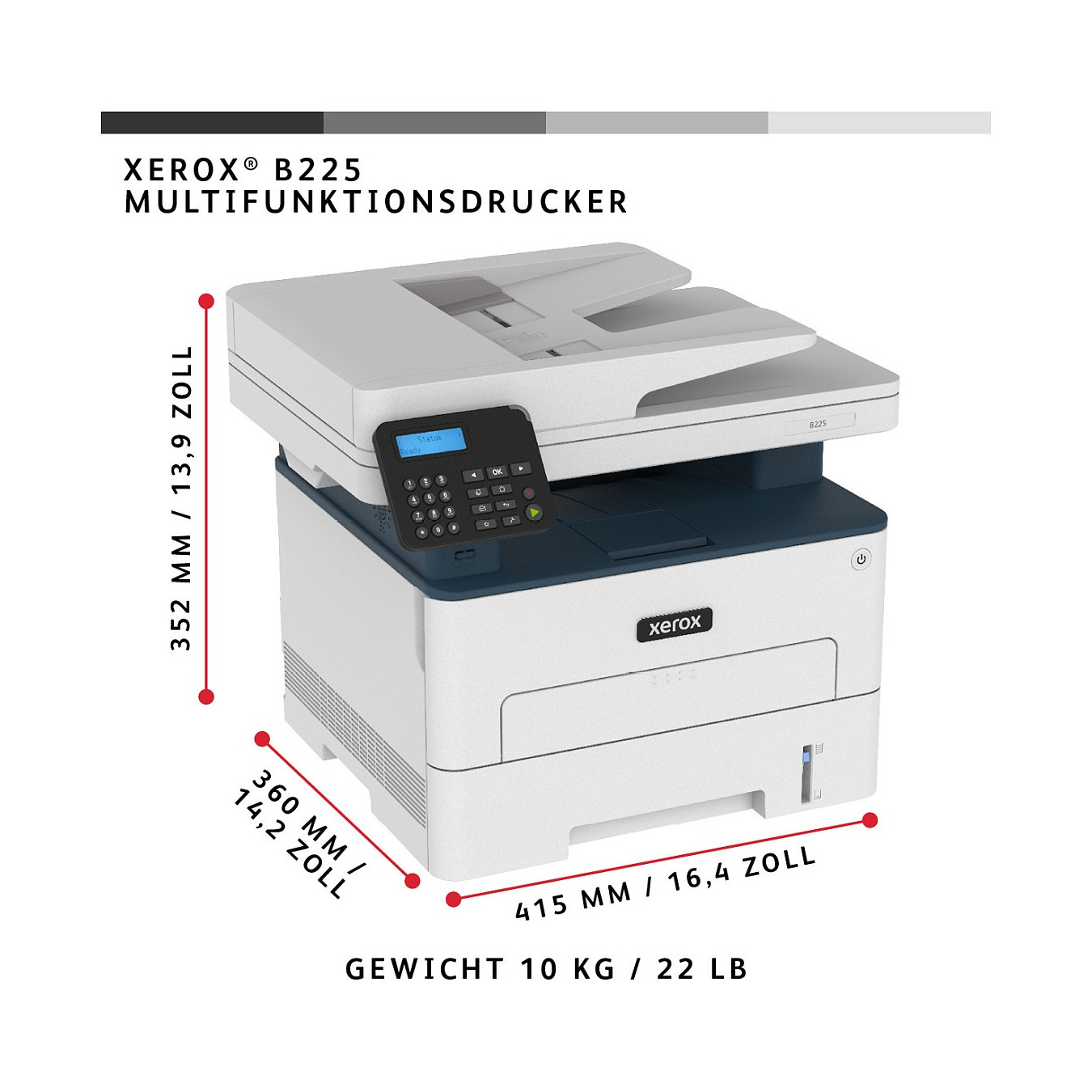 L Xerox B225 S W-Laserdrucker 3in1 USB LAN WLAN ADF — Buy in Cyprus with Fast Delivery