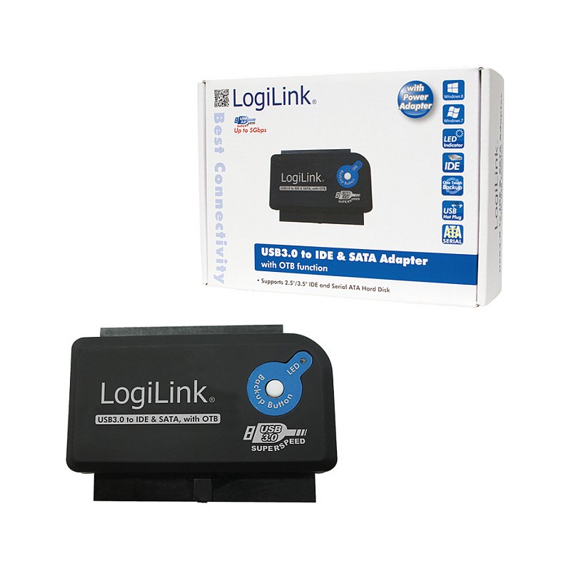 LogiLink AU0028A USB 3.0 to IDE & SATA Adapter - Black (Boxed) — Buy in Cyprus with Fast Delivery