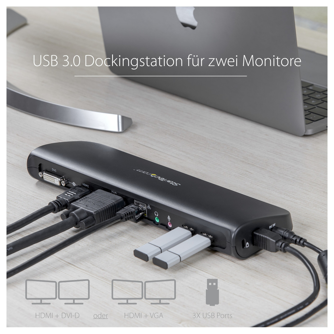 D StarTech DUAL VIDEO USB 3.0 LAPTOP DOCK — Buy in Cyprus with Fast Delivery