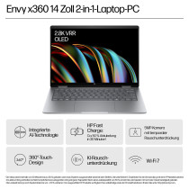 HP ENVY x360 2-in-1 Laptop 14' 2.8K OLED Touch U5-125U 16GB 512GB Win 11 14-fc0450ng — Buy in Cyprus with Fast Delivery