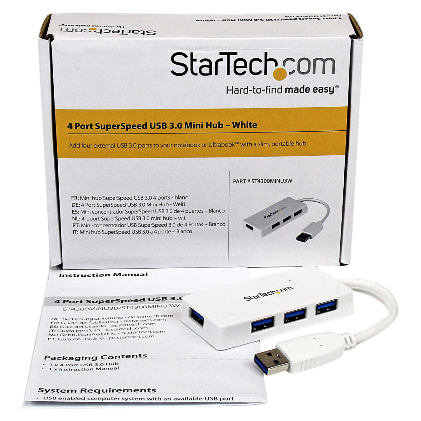 StarTech WHITE 4 PORT MINI USB 3.0 HUB — Buy in Cyprus with Fast Delivery