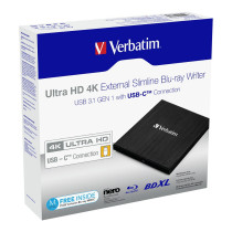 Verbatim ext. Slimline USB3.1 Typ C 4K Blu-ray Brenner extern retail — Buy in Cyprus with Fast Delivery