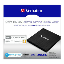 Verbatim ext. Slimline USB3.1 Typ C 4K Blu-ray Brenner extern retail — Buy in Cyprus with Fast Delivery