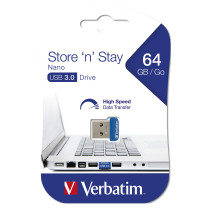 STICK 64GB USB 3.0 Verbatim Store'n'Stay Nano blue — Buy in Cyprus with Fast Delivery