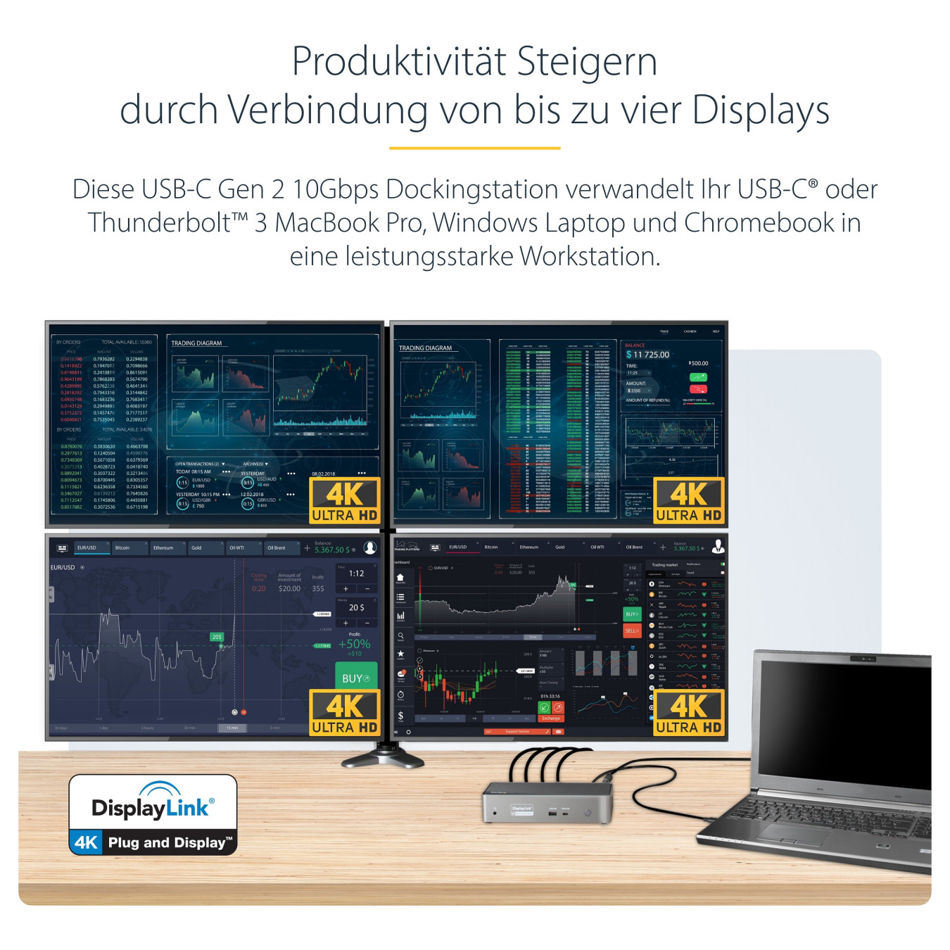 D StarTech QUAD MONITOR USB-C DOCK 4K60 — Buy in Cyprus with Fast Delivery