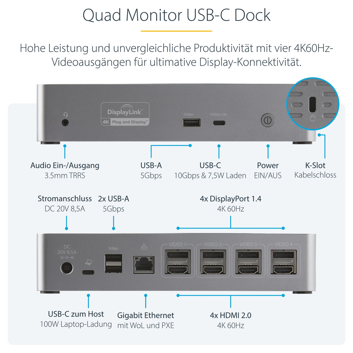 D StarTech QUAD MONITOR USB-C DOCK 4K60 — Buy in Cyprus with Fast Delivery