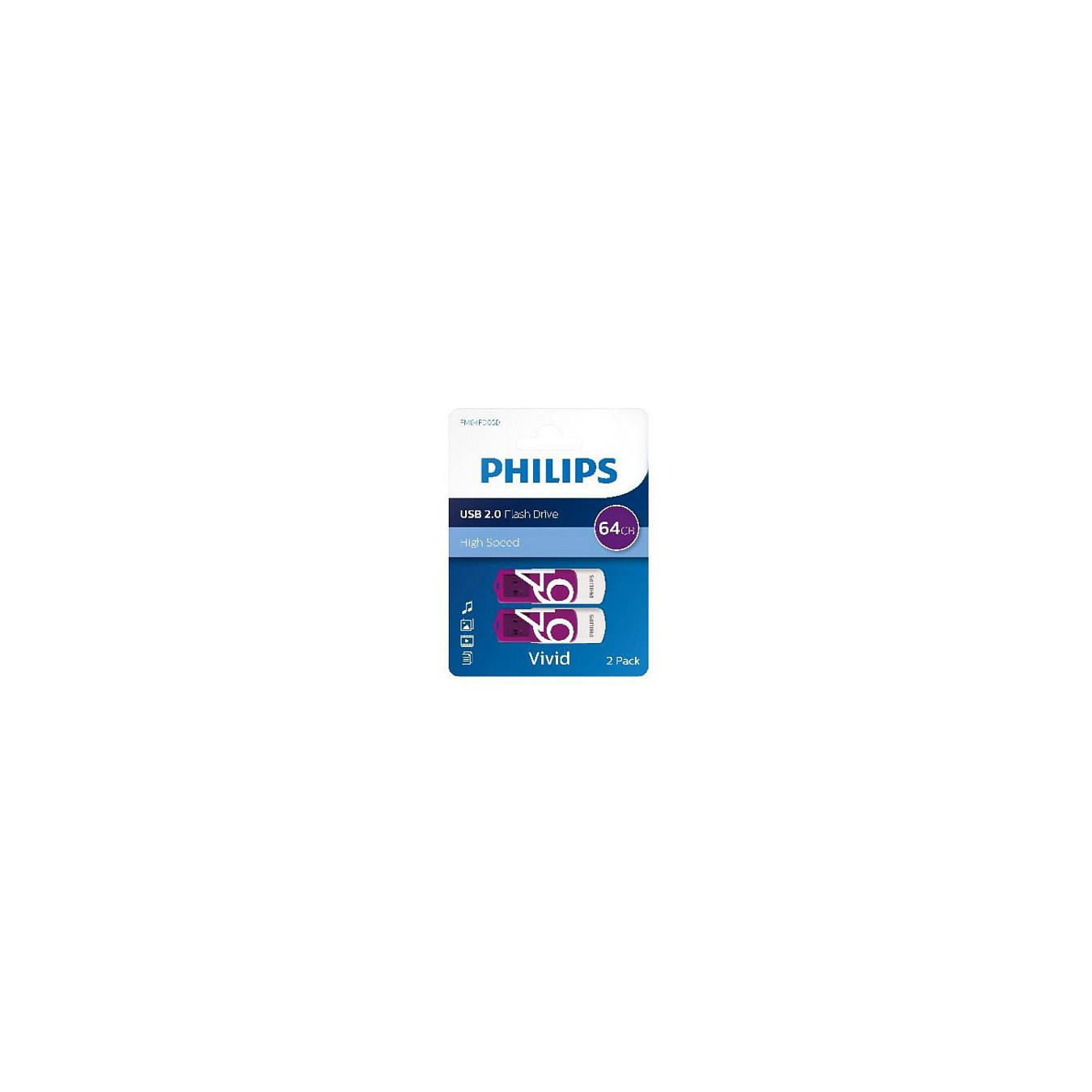 STICK Philips USB 2.0 2-Pack 64GB Vivid Edition Magic Purple — Buy in Cyprus with Fast Delivery
