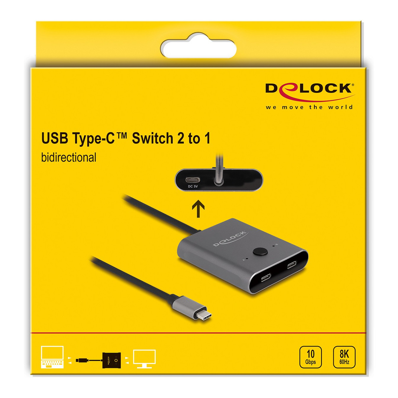 DELOCK USB 10 Gbps USB Type-C Switch 2 auf 1 bidirektional 8K — Buy in Cyprus with Fast Delivery