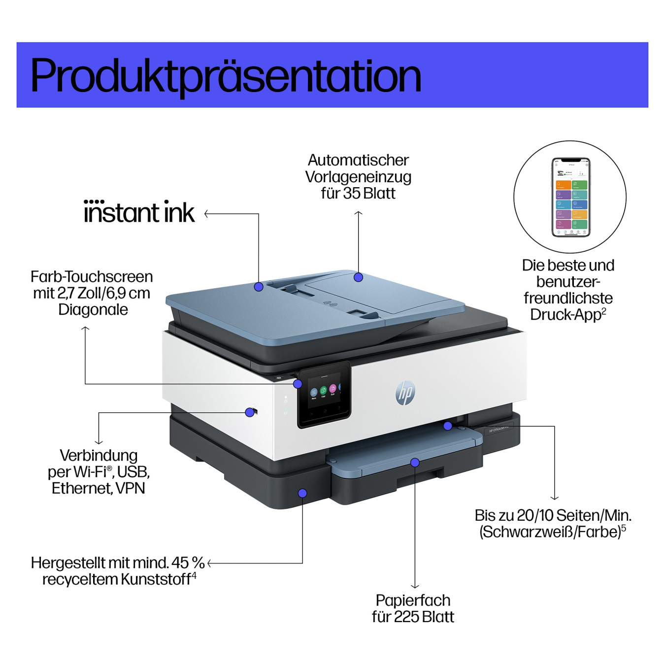 HP OfficeJet Pro 8125e Drucker Scanner Kopierer LAN WLAN Instant Ink — Buy in Cyprus with Fast Delivery