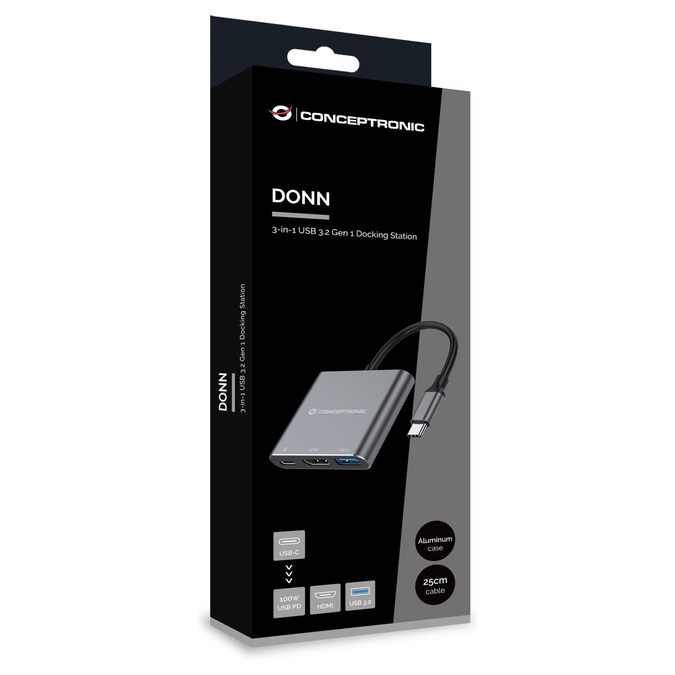 CONCEPTRONIC 3-1 Dock USB-C- to HDMI USB-A 100WPD 25cm gr — Buy in Cyprus with Fast Delivery