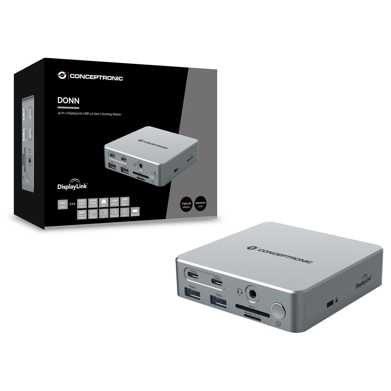 CONCEPTRONIC 15-1 Dock USB-C- to 2xHDMI 2xUSB-C 4xUSB-A +80W si — Buy in Cyprus with Fast Delivery