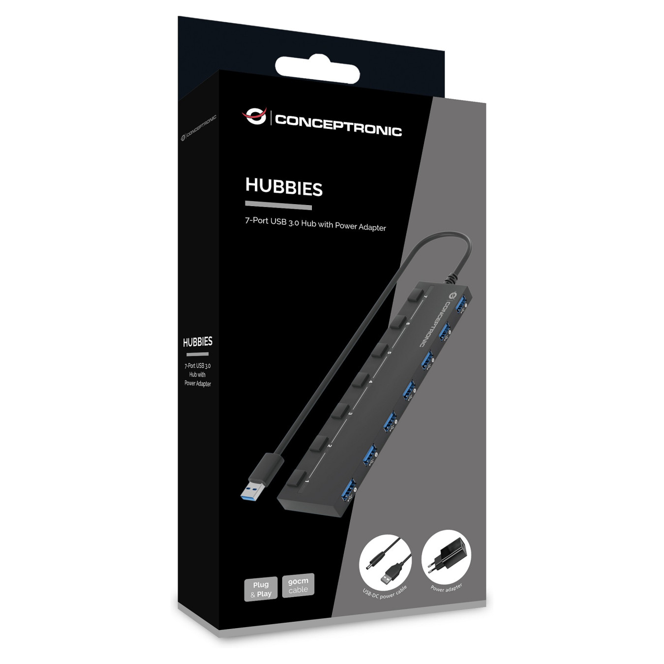 CONCEPTRONIC 7-Port Hub USB-A3.0- to 7xA3.2Gen1 DC m.Netz. sw — Buy in Cyprus with Fast Delivery