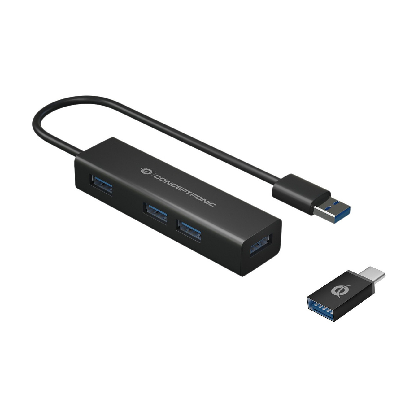 CONCEPTRONIC 4-Port Hub USB-A3.0 -C Adap.- to 4xA3.0 o.Netz. sw — Buy in Cyprus with Fast Delivery