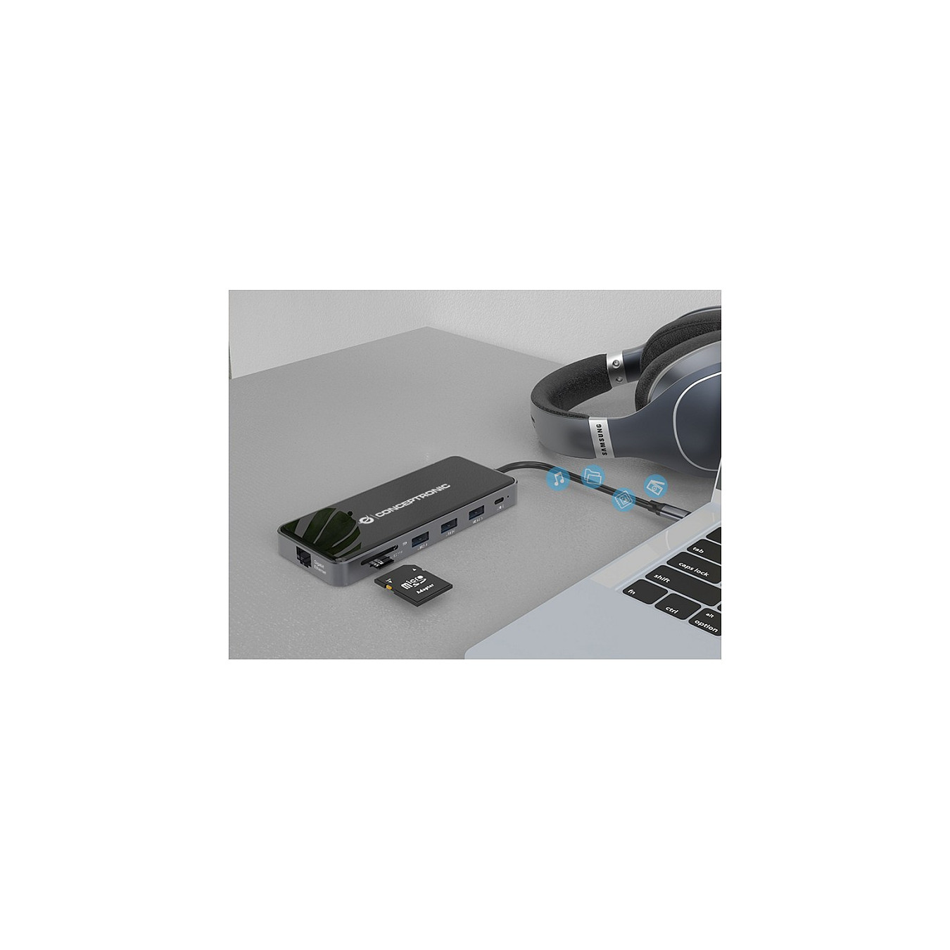 CONCEPTRONIC 12-1 Dock USB-C- to 2xHDMI 3xUSB-A AUX + 25cm gr — Buy in Cyprus with Fast Delivery