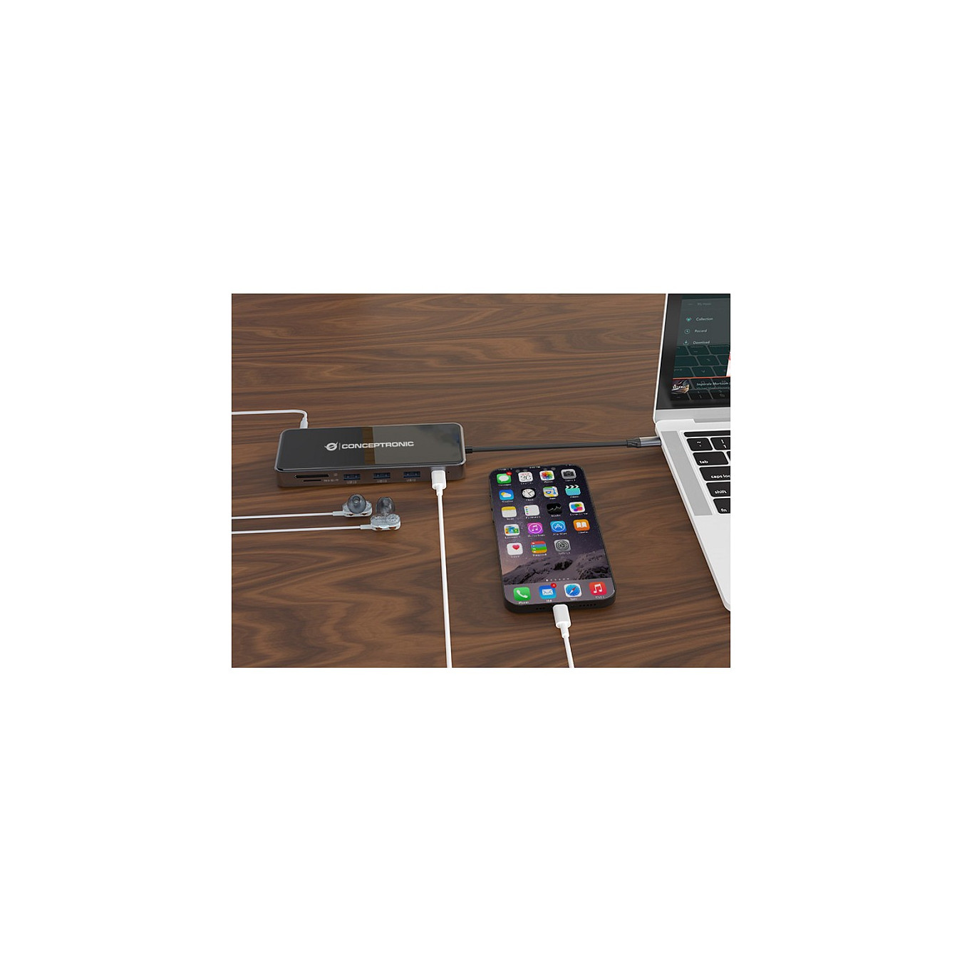 CONCEPTRONIC 12-1 Dock USB-C- to 2xHDMI 3xUSB-A AUX + 25cm gr — Buy in Cyprus with Fast Delivery