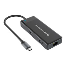 CONCEPTRONIC 7-1 Dock USB-C- to 2xHDMI 3xUSB-A GbE + 25cm gr — Buy in Cyprus with Fast Delivery