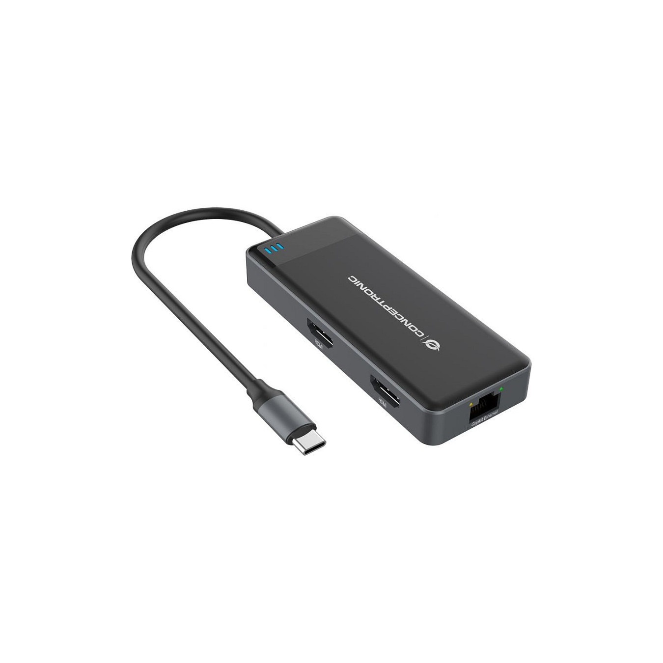 CONCEPTRONIC 7-1 Dock USB-C- to 2xHDMI 3xUSB-A GbE + 25cm gr — Buy in Cyprus with Fast Delivery