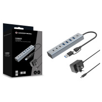 CONCEPTRONIC 7-Port Hub USB-A3.0 -C Adap.- to 4xA3.0+m.Netz. gr — Buy in Cyprus with Fast Delivery
