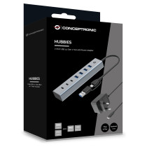 CONCEPTRONIC 7-Port Hub USB-A3.0 -C Adap.- to 4xA3.0+m.Netz. gr — Buy in Cyprus with Fast Delivery