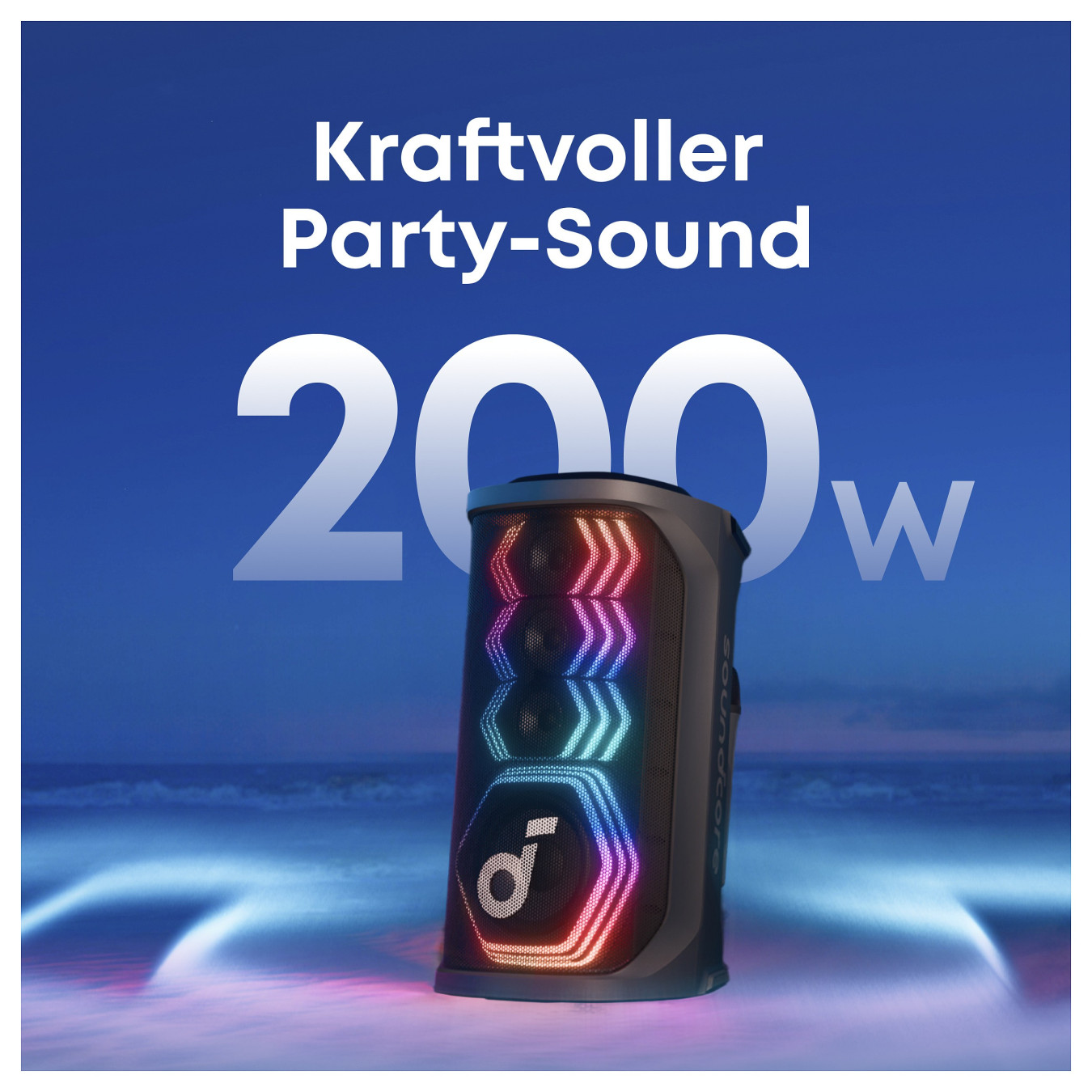 ANKER Soundcore Rave 3S Bluetooth 200W Partybox AI Karaoke IPX4 Beat-synced Lichtshow Auracast inkl. 2 kabellose Mikr...