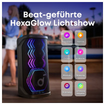 ANKER Soundcore Rave 3S Bluetooth 200W Partybox AI Karaoke IPX4 Beat-synced Lichtshow Auracast inkl. 2 kabellose Mikr...