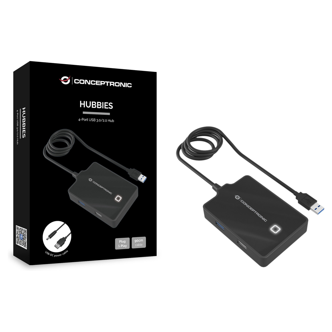 CONCEPTRONIC 4-Port Hub USB-A3.0- to 3xA2.0 A3.0 DC o.Netz. sw — Buy in Cyprus with Fast Delivery