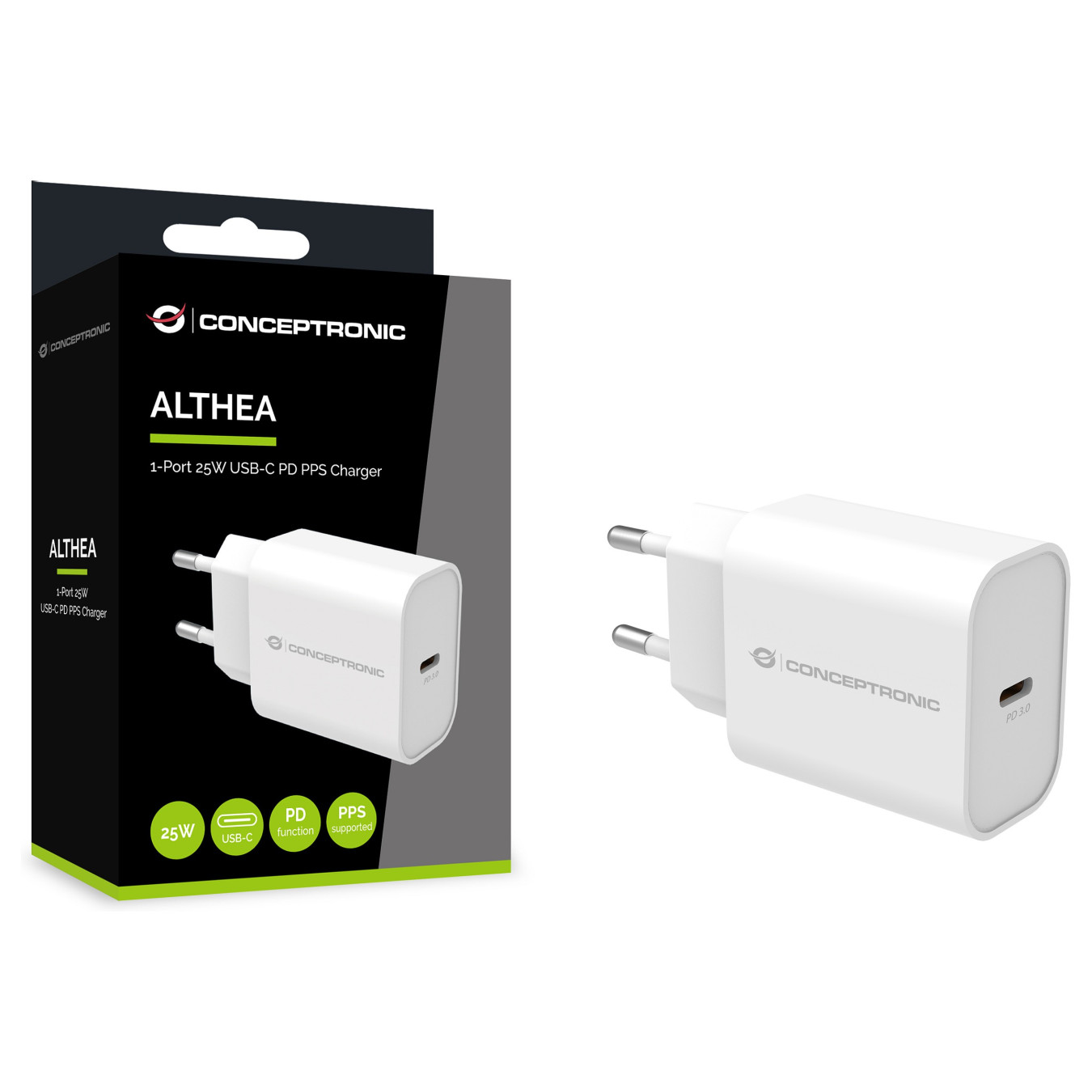 CONCEPTRONIC Ladegerät 1Port USB-C 25WPD3.0 PPS ws — Buy in Cyprus with Fast Delivery