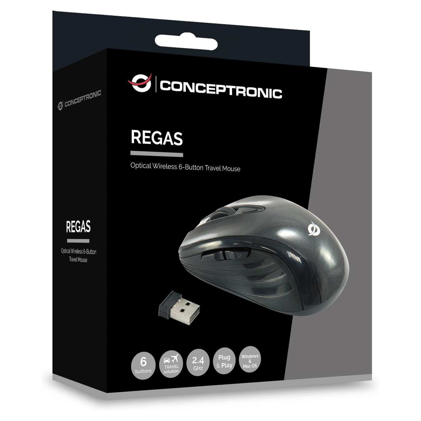 CONCEPTRONIC Optical Wireless 6-Tasten Travel USB Maus sw — Buy in Cyprus with Fast Delivery