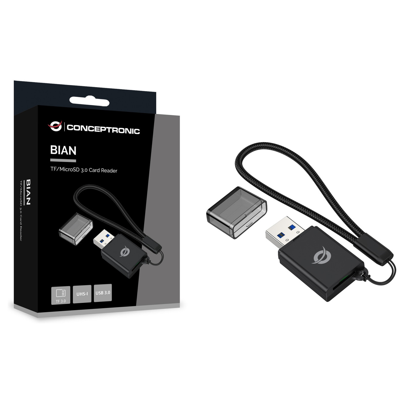 CONCEPTRONIC Kartenleser USB-A3.0- to TF Micro-SD3.0 schwarz — Buy in Cyprus with Fast Delivery