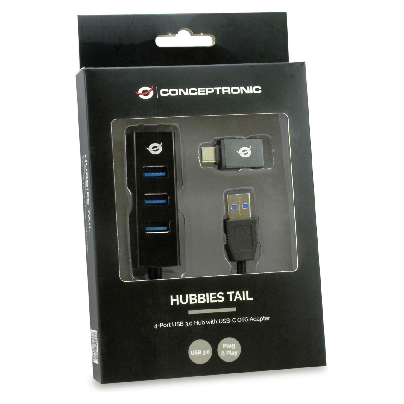 CONCEPTRONIC 4-Port Hub USB-A3.0 -C Adap.- to 4xA3.0 o.Netz. sw — Buy in Cyprus with Fast Delivery