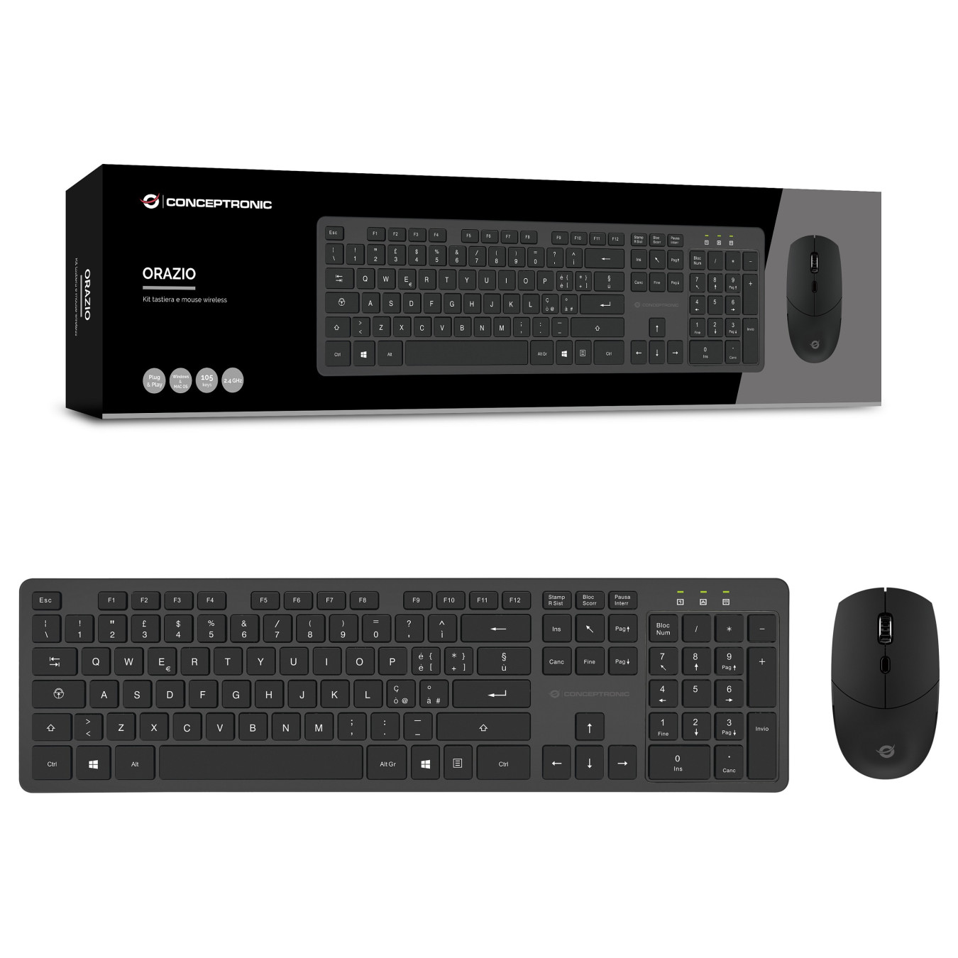 CONCEPTRONIC Wireless Keyboard+Mouse.Layout italienisch sw — Buy in Cyprus with Fast Delivery