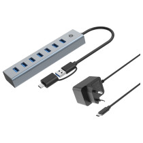 CONCEPTRONIC 7-Port Hub USB-A3.0 -C Adap.- to 7xA3.0 m.Netz. gr — Buy in Cyprus with Fast Delivery
