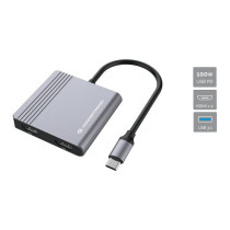 CONCEPTRONIC 4-1 Dock USB-C- to 2xHDMI USB-A 100WPD 25cm gr — Buy in Cyprus with Fast Delivery