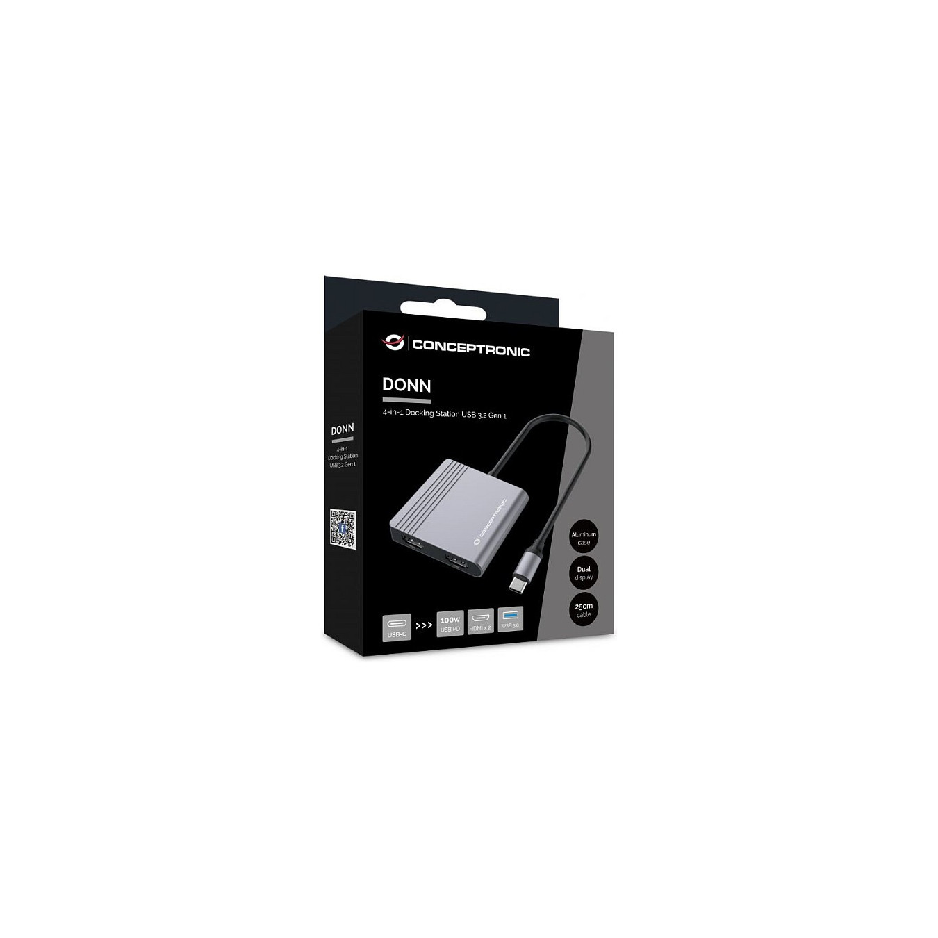 CONCEPTRONIC 4-1 Dock USB-C- to 2xHDMI USB-A 100WPD 25cm gr — Buy in Cyprus with Fast Delivery