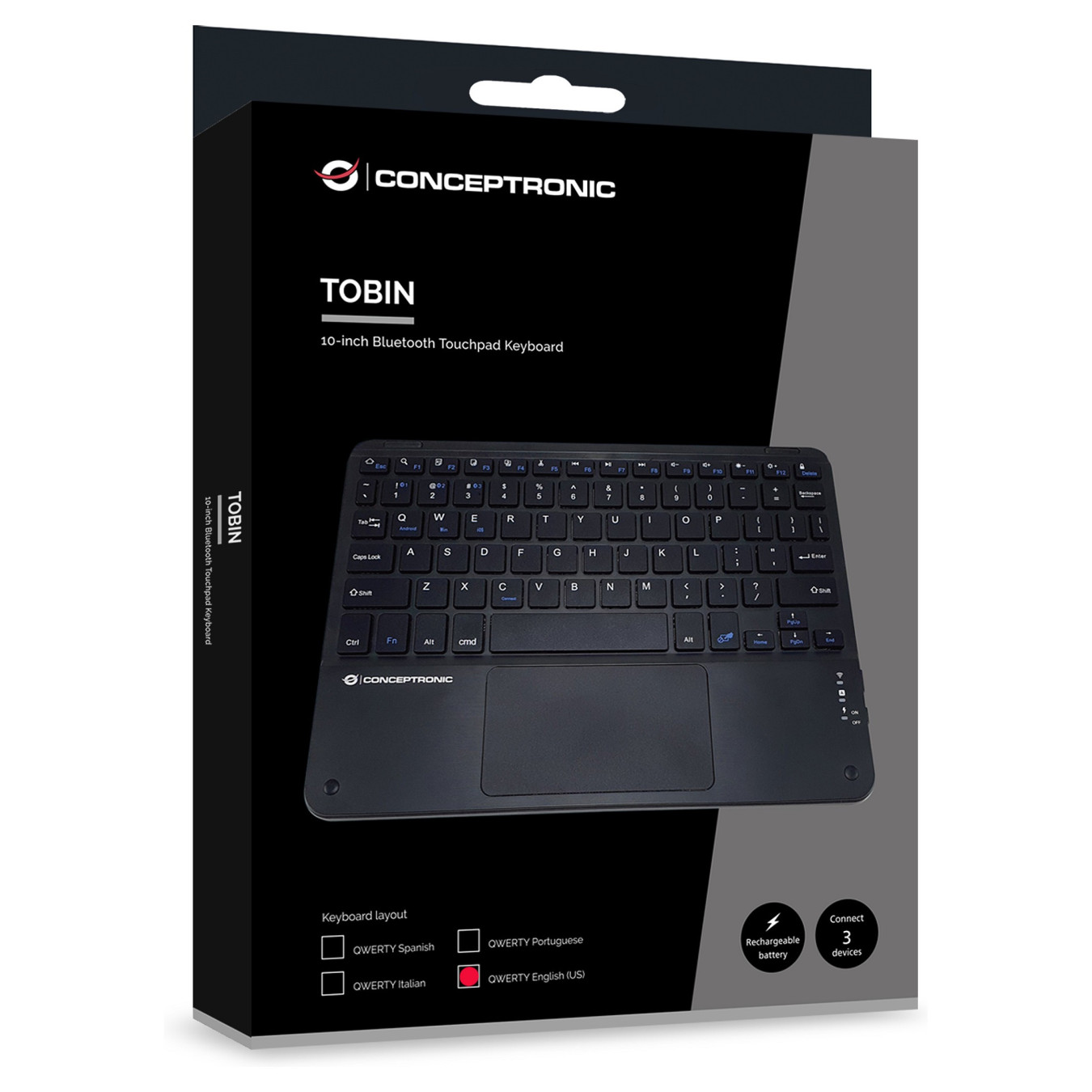 CONCEPTRONIC Wireless Tastatur. QWERTY-Layout US EN 10' sw — Buy in Cyprus with Fast Delivery