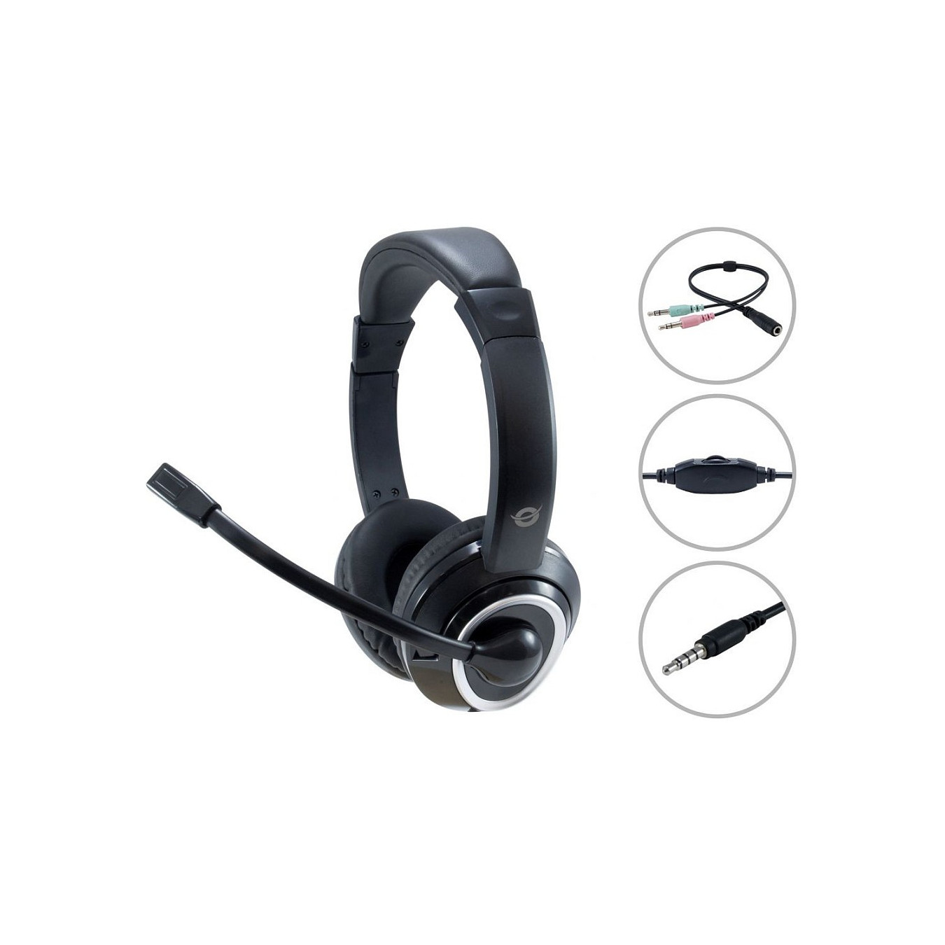 CONCEPTRONIC Headset Klinke Mikro.int.Bed.Stereo 2.0m sw — Buy in Cyprus with Fast Delivery