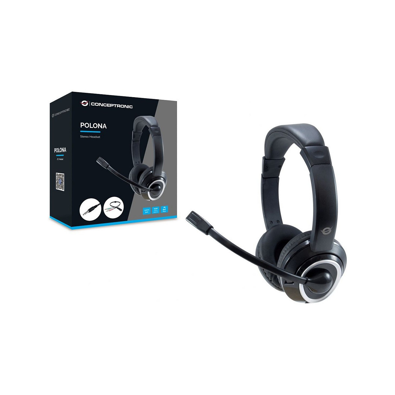 CONCEPTRONIC Headset Klinke Mikro.int.Bed.Stereo 2.0m sw — Buy in Cyprus with Fast Delivery