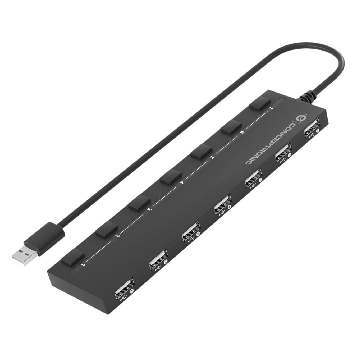 CONCEPTRONIC 7-Port Hub USB-A2.0- to 7xA2.0 DC o.Netz. sw — Buy in Cyprus with Fast Delivery